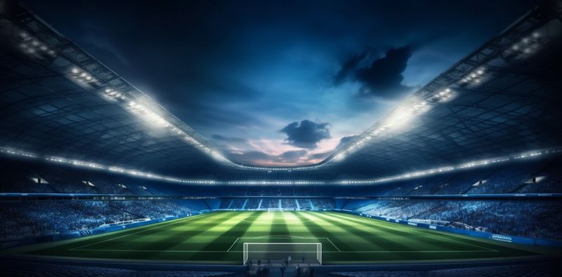 soccer light goal world arena green stadium game sport football. Generative AI.