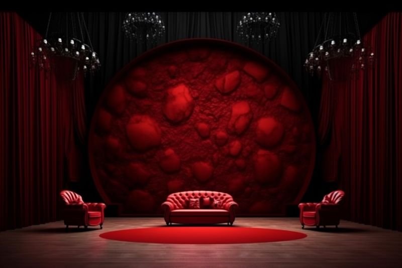 corridor background hoop neon indoor hall basketball game interior empty arena illuminated. Generative AI.