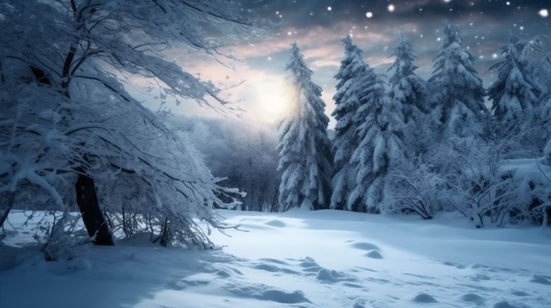 christmas winter year holiday fir tree background beautiful sky white snow new. Generative AI.