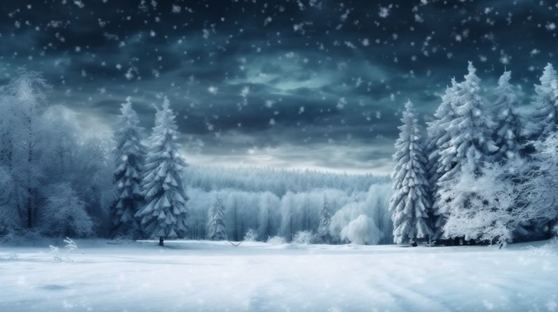 tree winter year fir background new snow white beautiful holiday christmas sky. Generative AI.