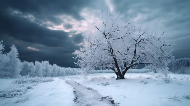 design tree winter christmas holiday year fir sky snow background new white. Generative AI.