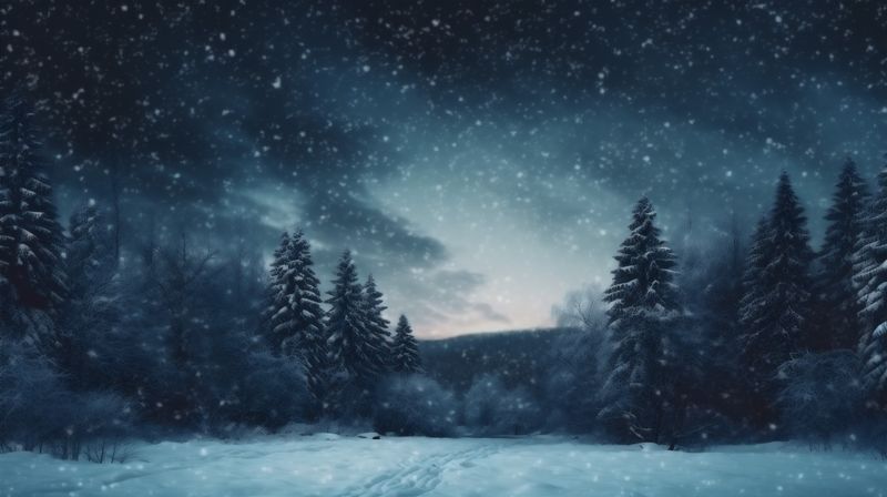 background night fir sky tree year holiday snow white new winter christmas. Generative AI.