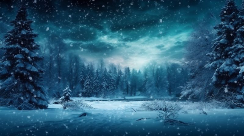 holiday tree sky background winter year light snow christmas white fir new. Generative AI.