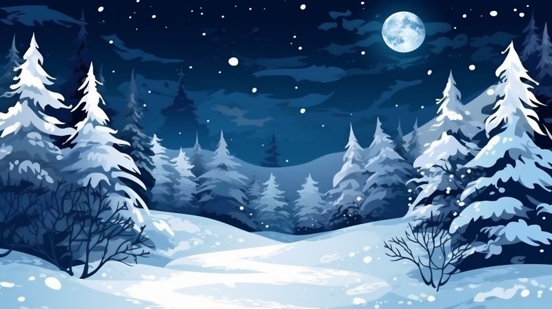 background new tree fir holiday white christmas landscape year winter snow sky. Generative AI.