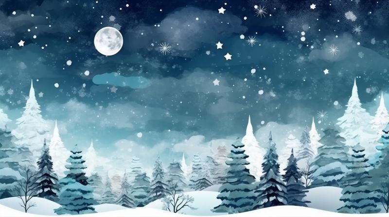 sky forest christmas winter tree white snow fir background year new holiday. Generative AI.
