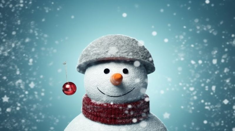 snowman new celebration winter snowfall snow year christmas background season white rime. Generative AI.