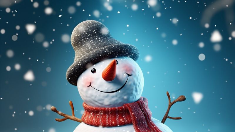year winter snowman season white background snowfall happy celebration snow new christmas. Generative AI.