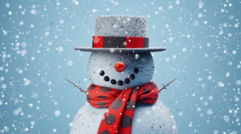 new snow year rime snowfall snowman white season celebration winter christmas background. Generative AI.