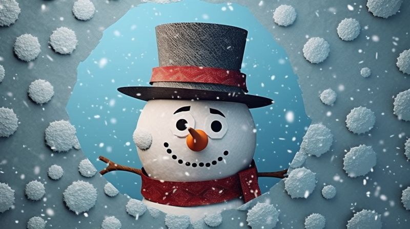 calm christmas season celebration year snowman winter white new snow background snowfall. Generative AI.