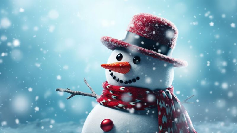 christmas celebration snow background white snowfall new season winter year snowman frost. Generative AI.