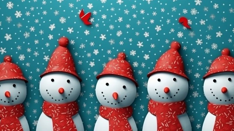 white background winter snowfall celebration christmas season beautiful snowman snow year new. Generative AI.