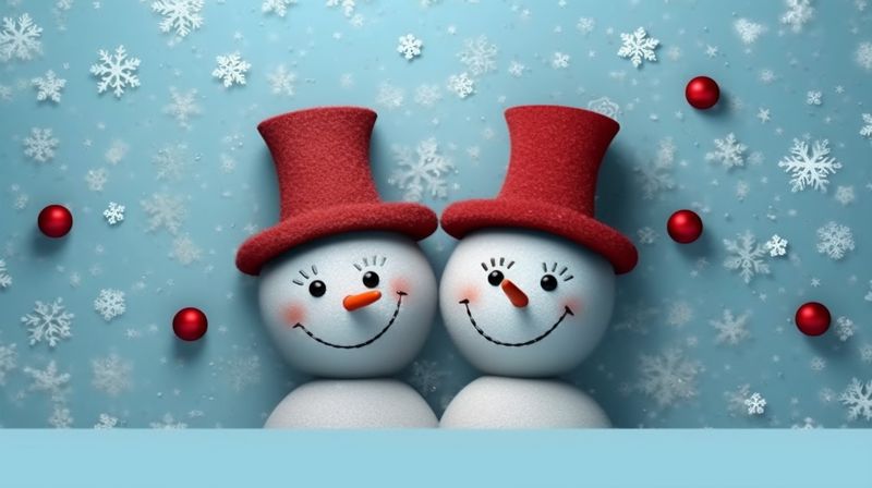 winter snow snowfall celebration white snowman new season xmas background christmas year. Generative AI.