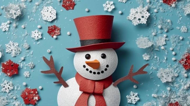 snowman year christmas background snow snowfall celebration flake new winter white season. Generative AI.
