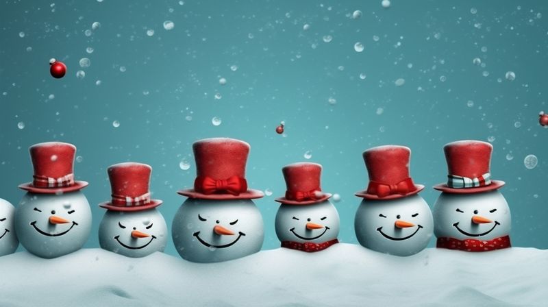 year snowman new winter background season christmas white freeze celebration snow snowfall. Generative AI.