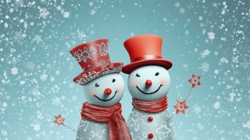 snowfall celebration white christmas snow snowman new background year season winter merry. Generative AI.