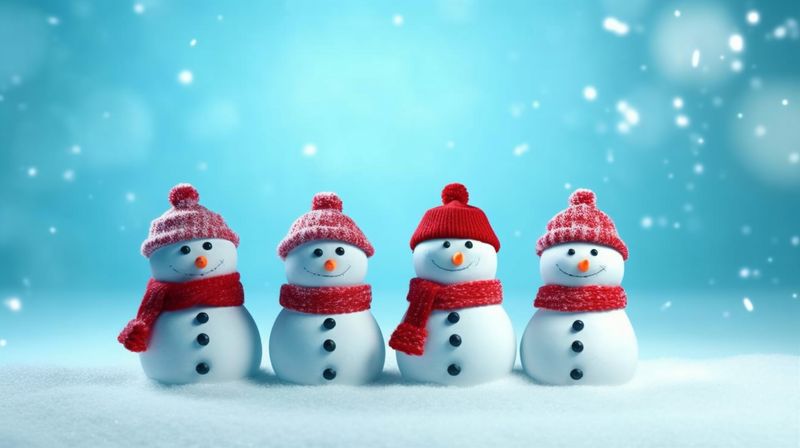 background new year celebration christmas snowy winter snow season snowfall white snowman. Generative AI.