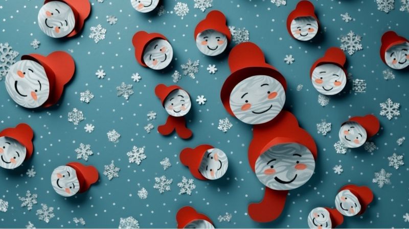 snow christmas winter white blue snowfall new year background snowman season celebration. Generative AI.