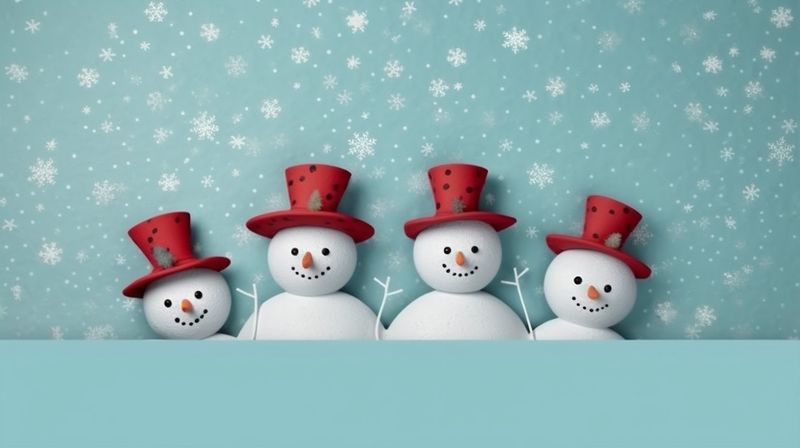 christmas winter season celebration snow snowfall merry background year white new snowman. Generative AI.
