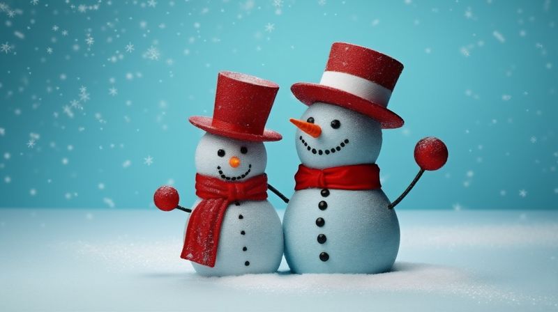 blue year background winter christmas snowman celebration white snowfall season snow new. Generative AI.