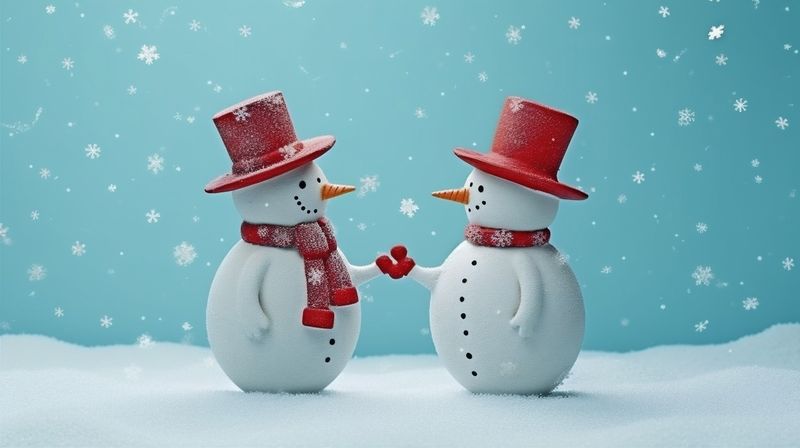 new christmas year background white winter snowman snow season card snowfall celebration. Generative AI.