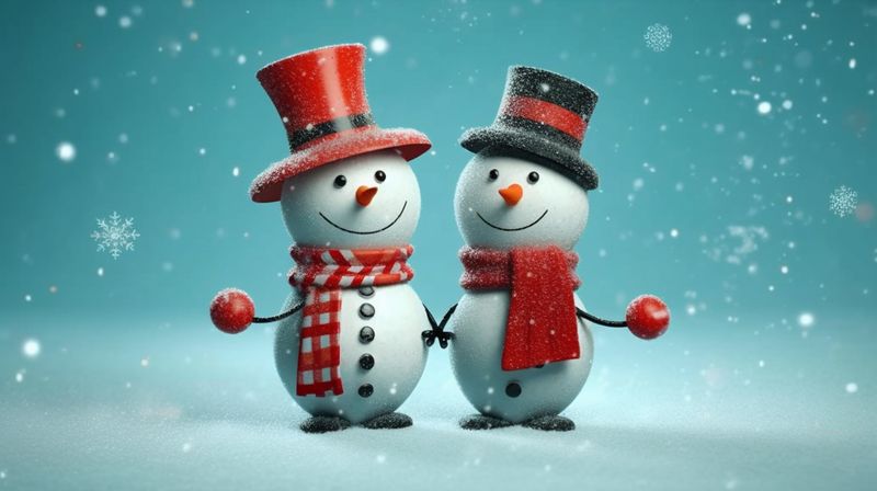 winter new season year funny snowfall christmas white snow background snowman celebration. Generative AI.