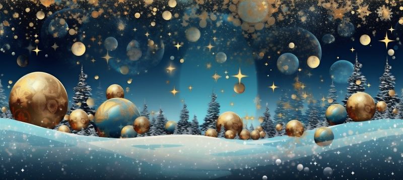 blue christmas poster toy background ball decoration branch holiday tree gold tree. Generative AI.