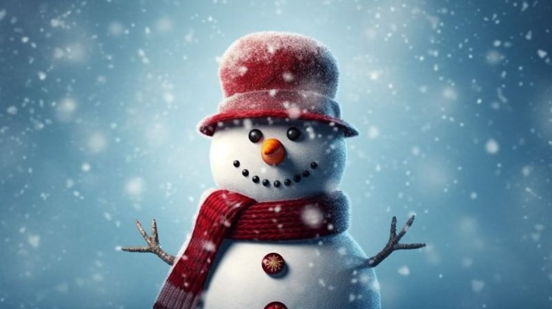 snowman new christmas celebration winter space season background snow snowfall year white. Generative AI.