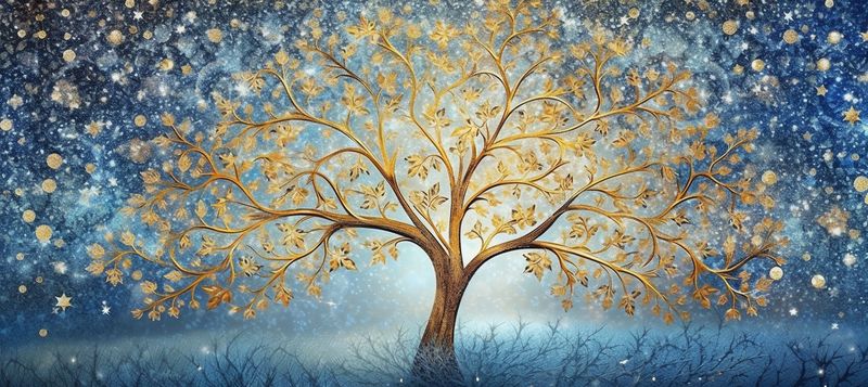 blue gold ball toy decoration beautiful background holiday tree christmas poster. Generative AI.