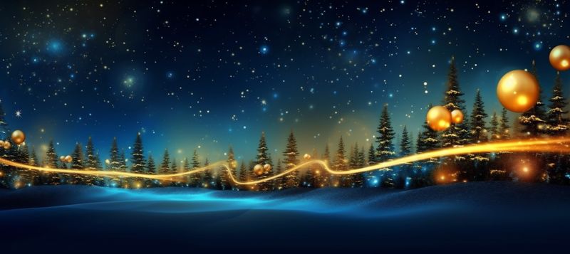 holiday toy ball year tree blue background gold new poster christmas decoration. Generative AI.