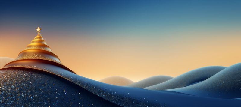 holiday background shiny decoration toy poster blue christmas ball gold tree. Generative AI.