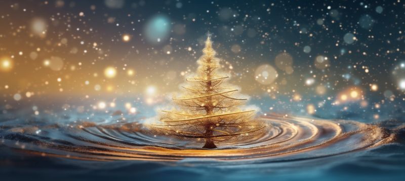 decoration holiday blue ball gold toy background poster christmas tree shiny. Generative AI.