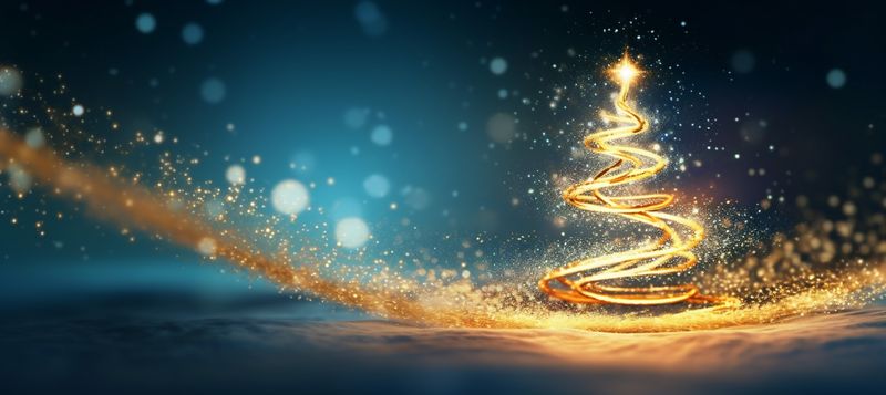 background decoration blue light christmas ball tree holiday gold poster toy. Generative AI.