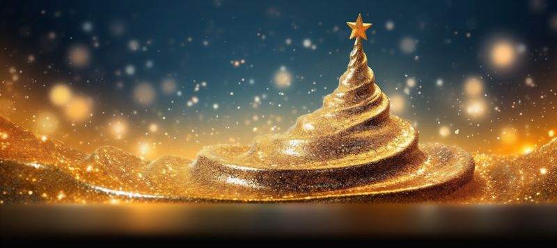 tree blue christmas background decorative decoration ball toy poster gold holiday. Generative AI.