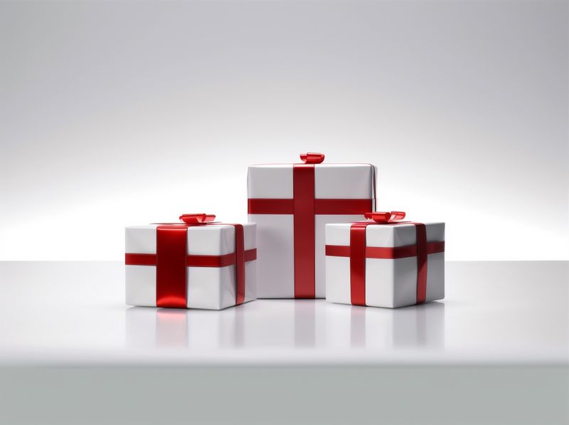 white gift surprise isolated ribbon red christmas present package box. Generative AI.