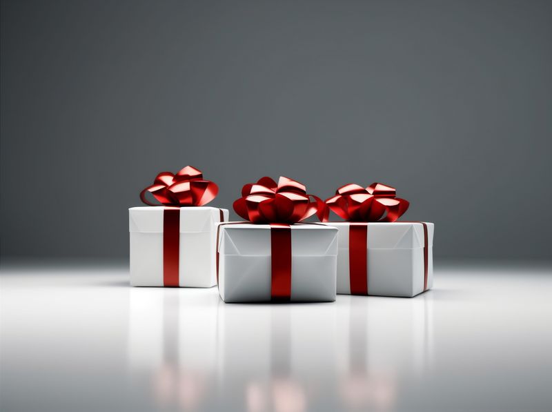 box ribbon white christmas package surprise present red isolated gift. Generative AI.