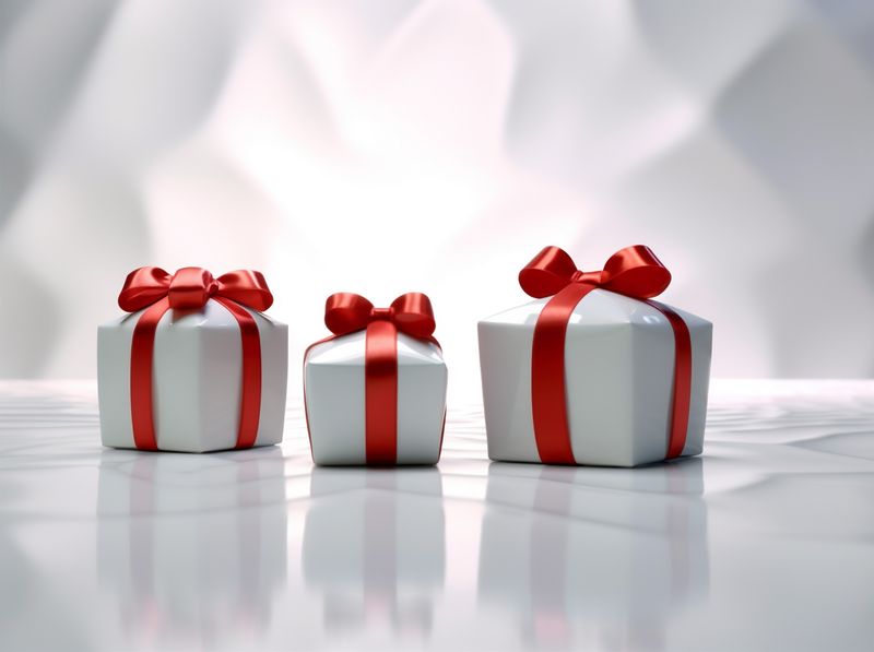 surprise gift isolated package ribbon christmas box red white present. Generative AI.