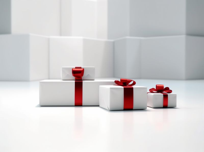 gift box isolated red surprise package white present christmas ribbon. Generative AI.