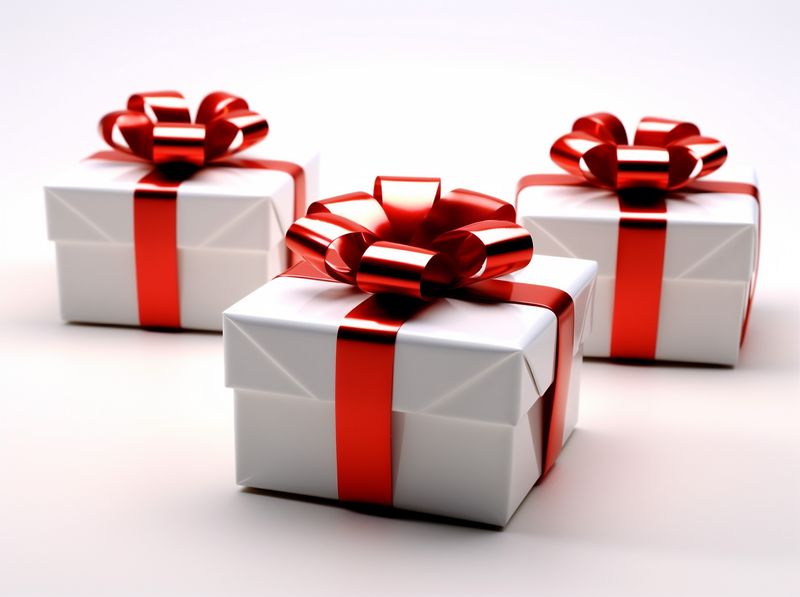 package red isolated surprise christmas present ribbon box white gift. Generative AI.