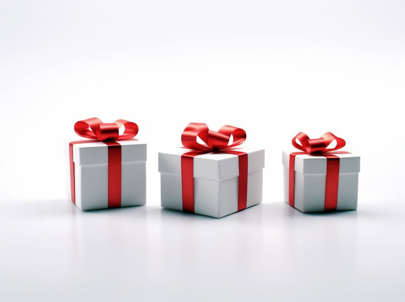 white present ribbon box isolated surprise red gift christmas package. Generative AI.
