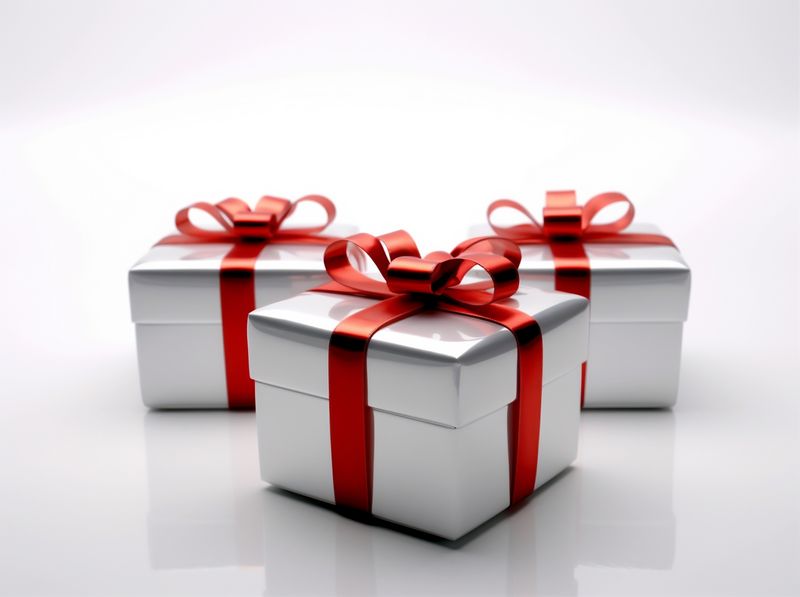 package box surprise ribbon christmas present white isolated gift red. Generative AI.
