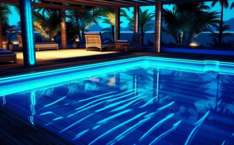 palm blue pool relaxation home water luxury swimming large summer. Generative AI.