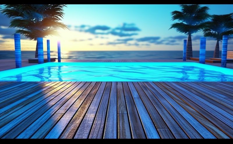 luxury palm home water swimming pool blue large summer relaxation. Generative AI.