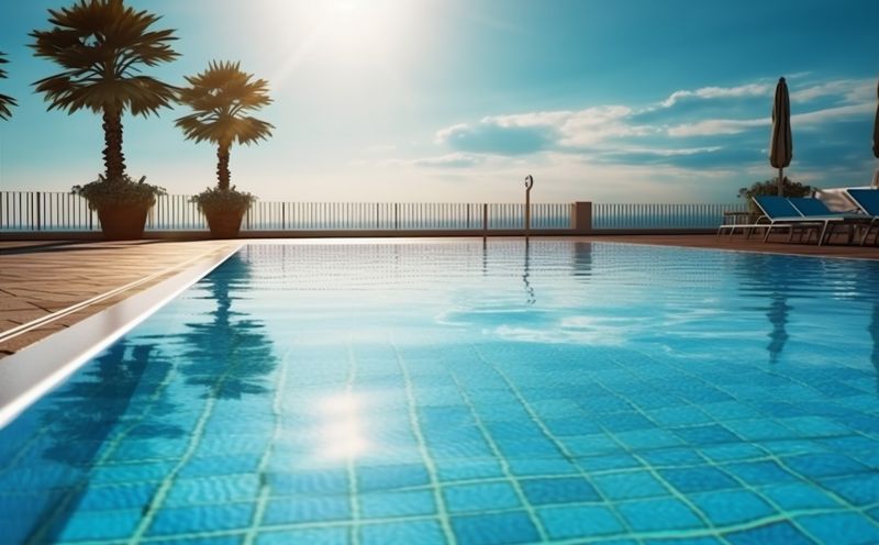 home swimming blue summer luxury water pool palm large relaxation. Generative AI.