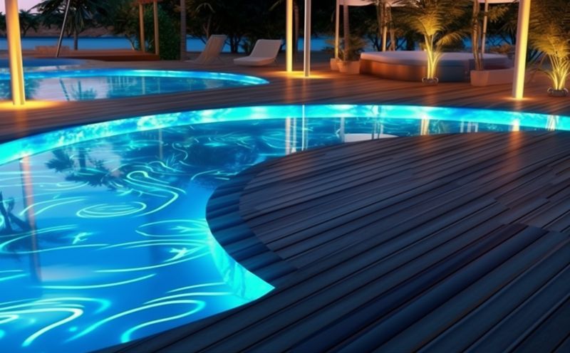pool light night large water resort luxury holiday vacation summer. Generative AI.