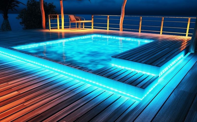 pool summer holiday large luxury light water resort night vacation. Generative AI.