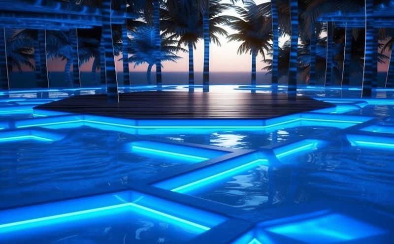 luxury holiday summer light large night water vacation pool resort. Generative AI.