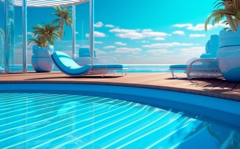 pool resort light summer luxury vacation night water large holiday. Generative AI.