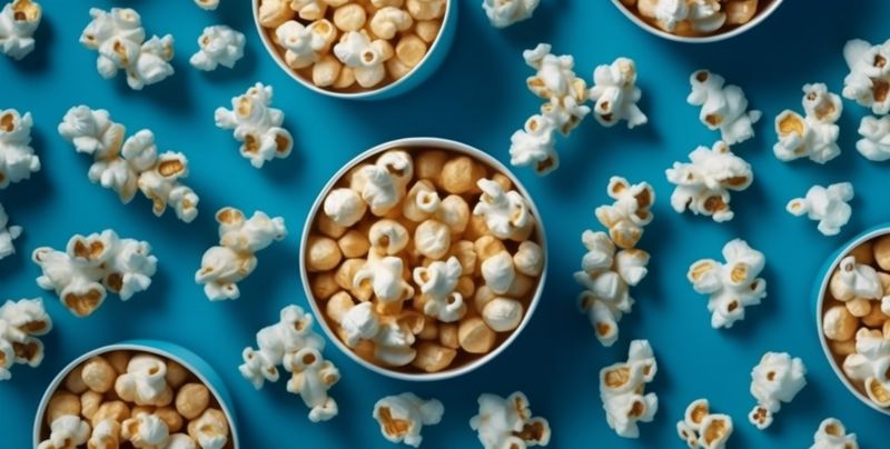 cinema food corn snack background white popcorn box blue salty entertainment. Generative AI.