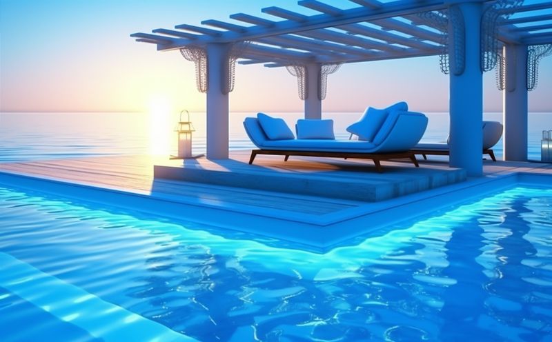 resort pool summer vacation night water holiday luxury large light. Generative AI.