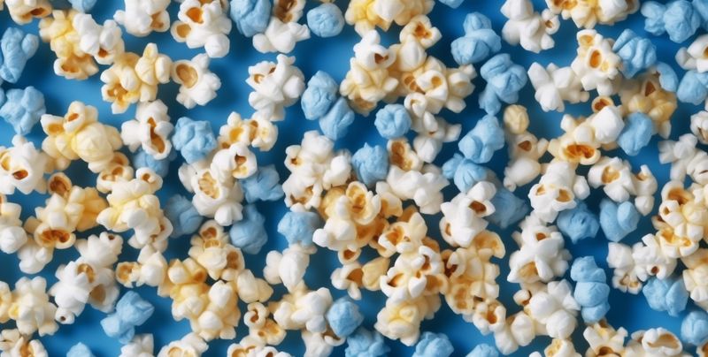 food cinema blue corn background entertainment popcorn salted white snack box. Generative AI.